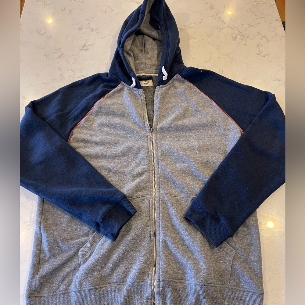 Marine Layer hoodie. XL. grey/ navy/ orange